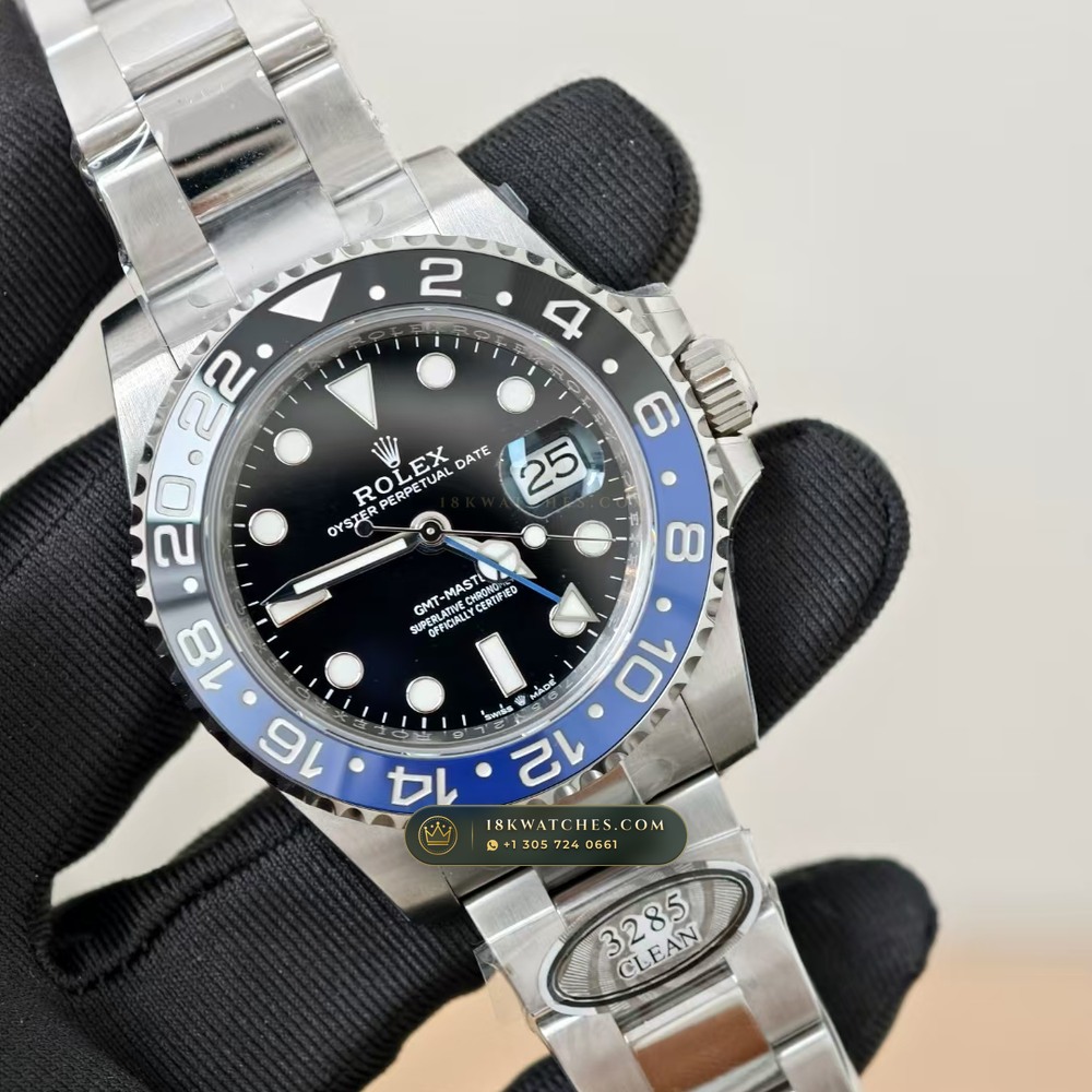 Rolex GMT-Master II Batman Blue & Black Oyster Ref. 126710BLNR — Studio Gallery Plate II in 904L Stainless Steel Custom Architecture (143.7g Verified Mass, Rolex Manufacture Cal. 3285 - 70h Power Reserve)