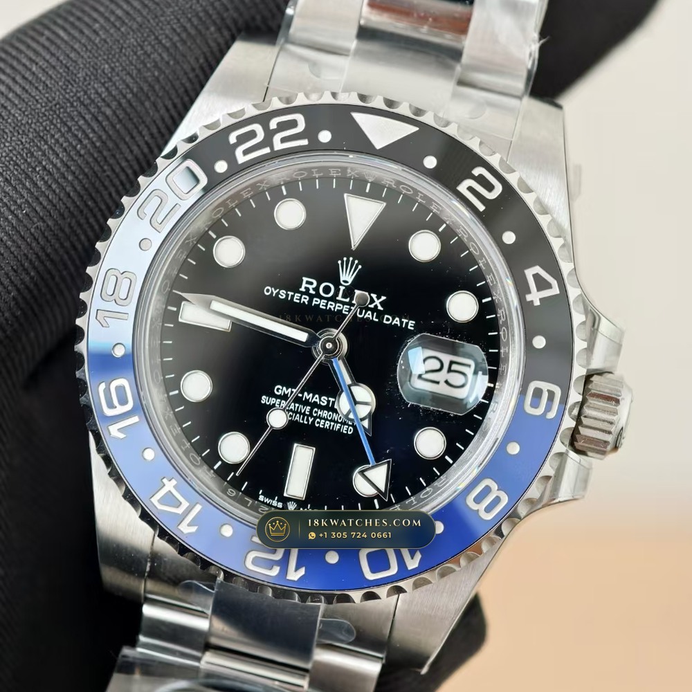 Rolex GMT-Master II Batman Blue & Black Oyster Ref. 126710BLNR — Studio Gallery Plate III in 904L Stainless Steel Custom Architecture (143.7g Verified Mass, Rolex Manufacture Cal. 3285 - 70h Power Reserve)