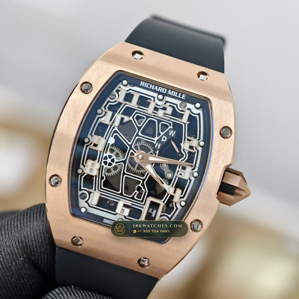 Richard Mille RM 61-01 Yohan Blake Asymmetric 18K Rose Gold — Studio Gallery Plate II in 18K Rose Gold Au750 (98.3g Verified Mass, Richard Mille Cal. RMUL2 Free-Sprung Skeleton)