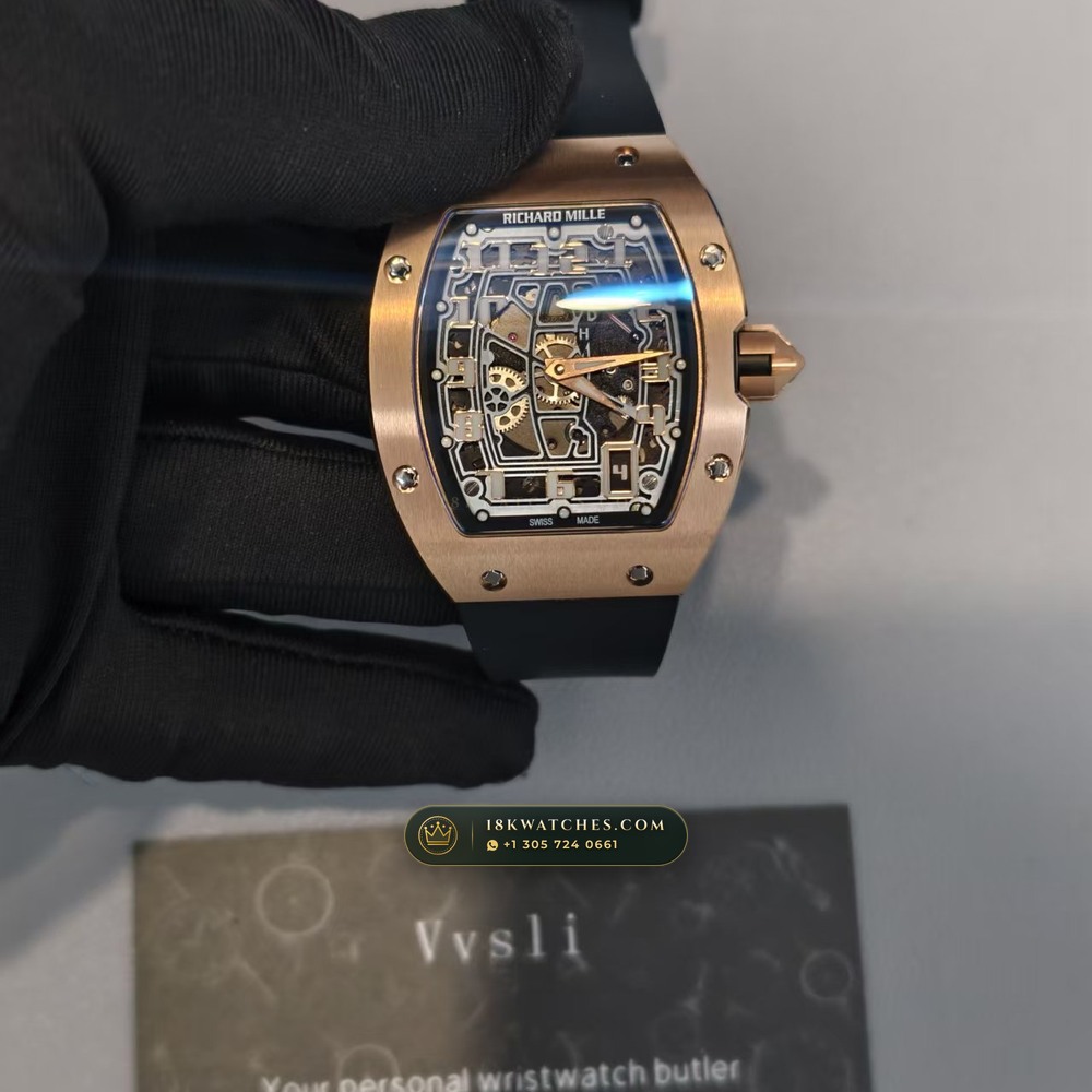 Richard Mille RM 61-01 Yohan Blake Asymmetric 18K Rose Gold — Studio Gallery Plate V in 18K Rose Gold Au750 (98.3g Verified Mass, Richard Mille Cal. RMUL2 Free-Sprung Skeleton)