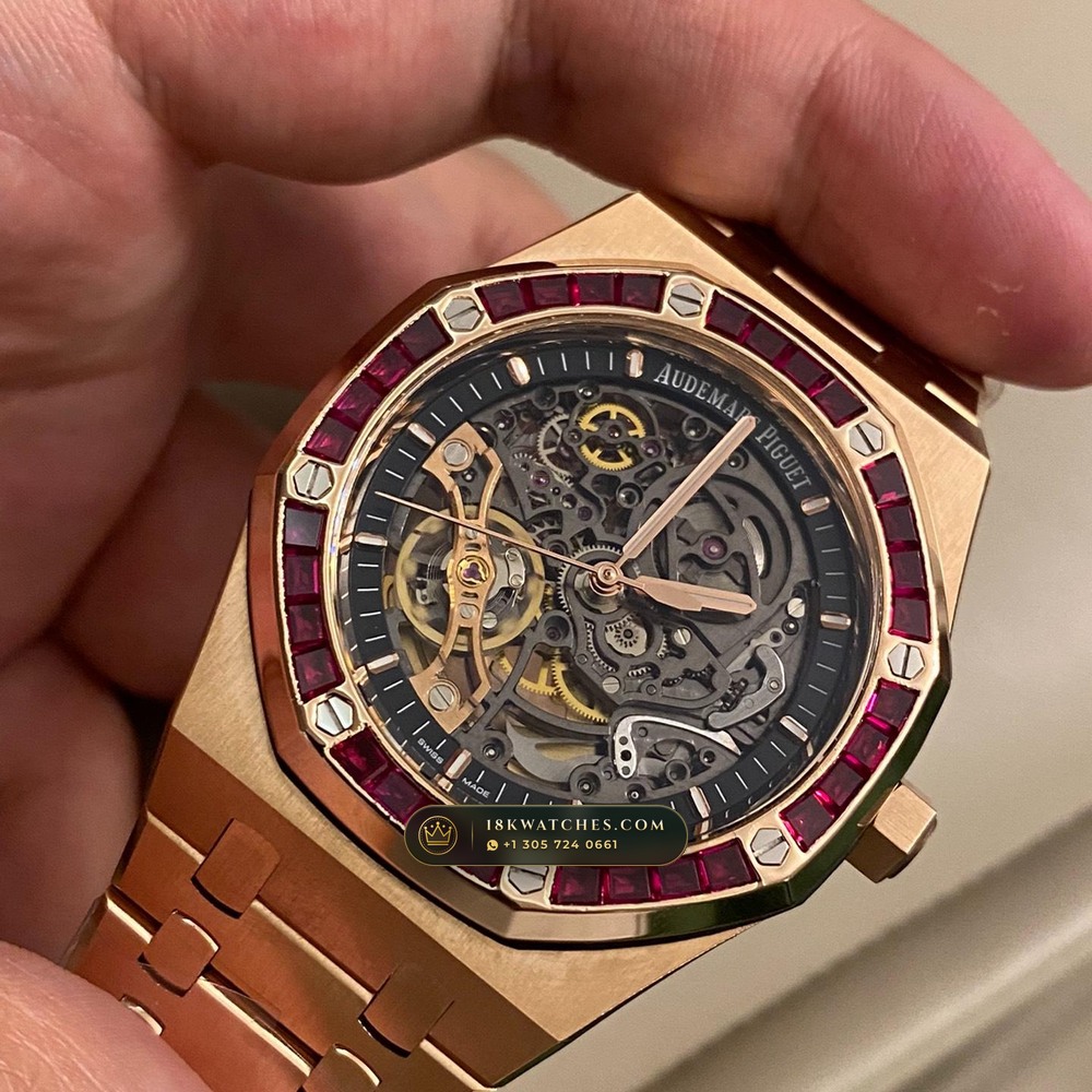 Audemars Piguet Royal Oak Double Balance Wheel Openworked 41mm 18K Rose Gold Ref. 15407OR — Studio Gallery Plate II in 18K Rose Gold Au750 (224.7g Verified Mass, Audemars Piguet Cal. 3132 Dual-Balance Openworked)