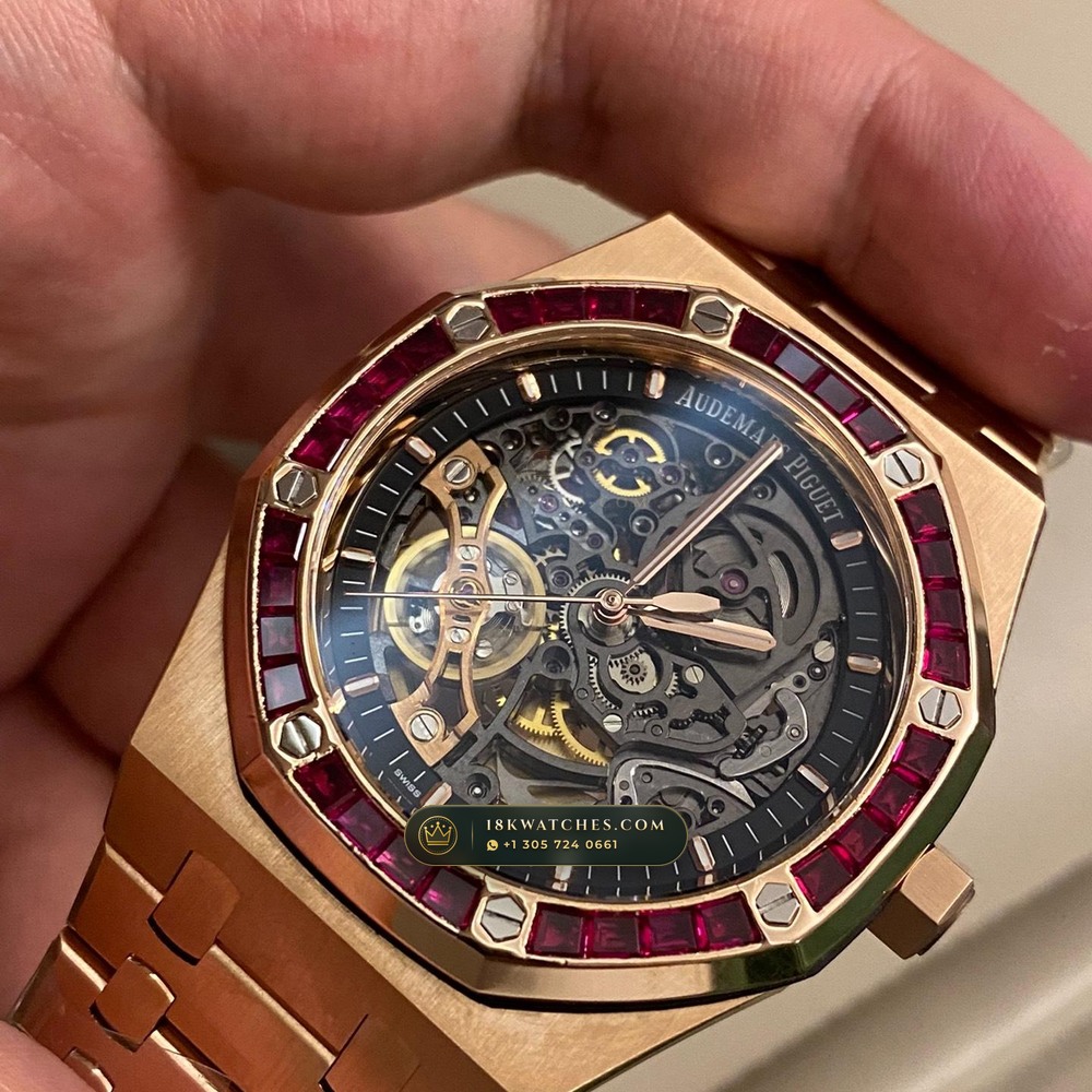 Audemars Piguet Royal Oak Double Balance Wheel Openworked 41mm 18K Rose Gold Ref. 15407OR — Studio Gallery Plate III in 18K Rose Gold Au750 (224.7g Verified Mass, Audemars Piguet Cal. 3132 Dual-Balance Openworked)