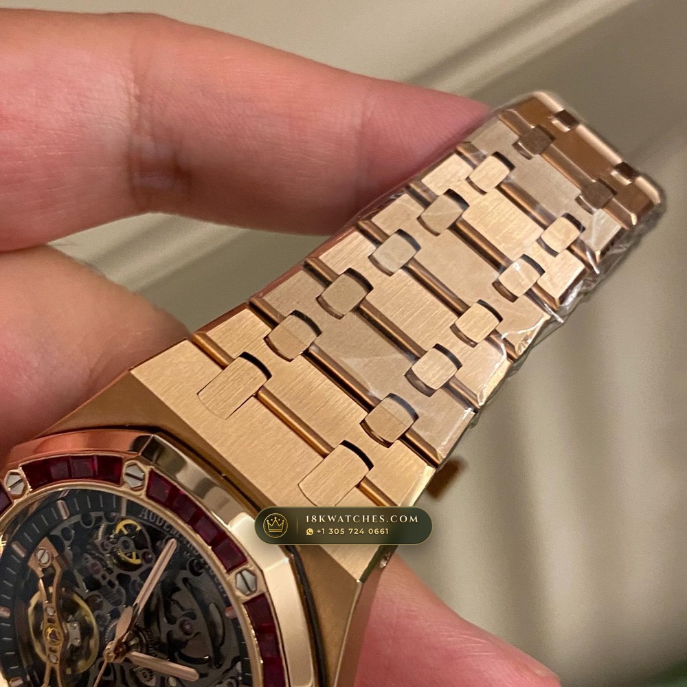 Audemars Piguet Royal Oak Double Balance Wheel Openworked 41mm 18K Rose Gold Ref. 15407OR — Studio Gallery Plate V in 18K Rose Gold Au750 (224.7g Verified Mass, Audemars Piguet Cal. 3132 Dual-Balance Openworked)
