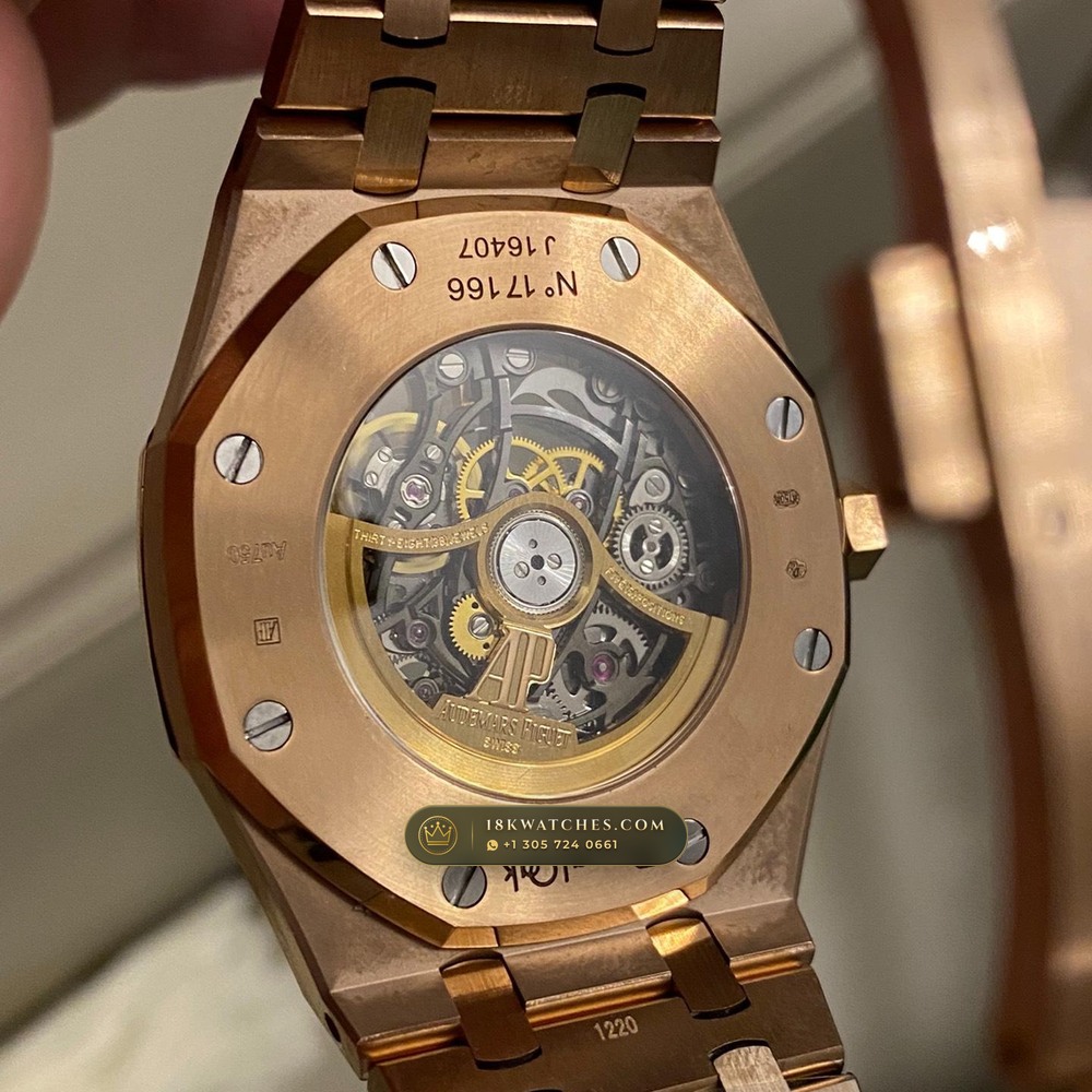 Audemars Piguet Royal Oak Double Balance Wheel Openworked 41mm 18K Rose Gold Ref. 15407OR — Studio Gallery Plate VI in 18K Rose Gold Au750 (224.7g Verified Mass, Audemars Piguet Cal. 3132 Dual-Balance Openworked)