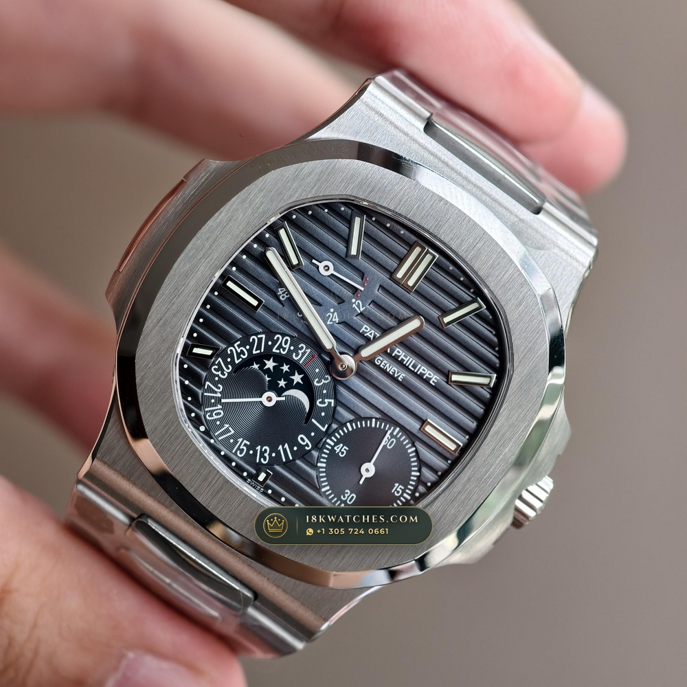 Patek Philippe Nautilus Moonphase & Power Reserve Ref. 5712/1A-001 — Studio Gallery Plate III in 904L Stainless Steel Custom Architecture (116.3g Verified Mass, Patek Philippe Cal. 240 PS IRM C LU - 22K Gold Micro-Rotor)