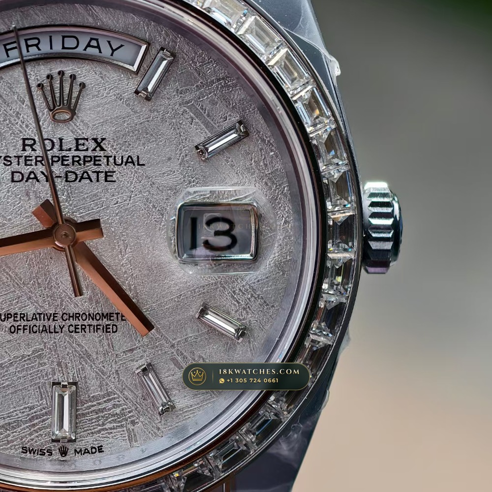 Rolex Day-Date 40 Gibeon Meteorite Dial 18K Everose Gold Ref. 228235 — Studio Gallery Plate IV in 18K Rose Gold Au750 (210.9g Verified Mass, Rolex Manufacture Cal. 3255 - 70h Power Reserve)