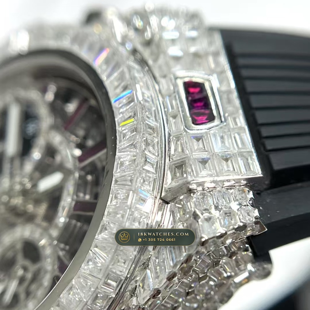 Hublot Big Bang Unico 42mm Full VVS Diamond & Ruby Rehaut Edition Ref. 441.NX.1170.RX — Studio Gallery Plate VI in Grade 5 Titanium Monobloc (120.3g Verified Mass, Hublot Unico Flyback Chronograph Cal. HUB1280)