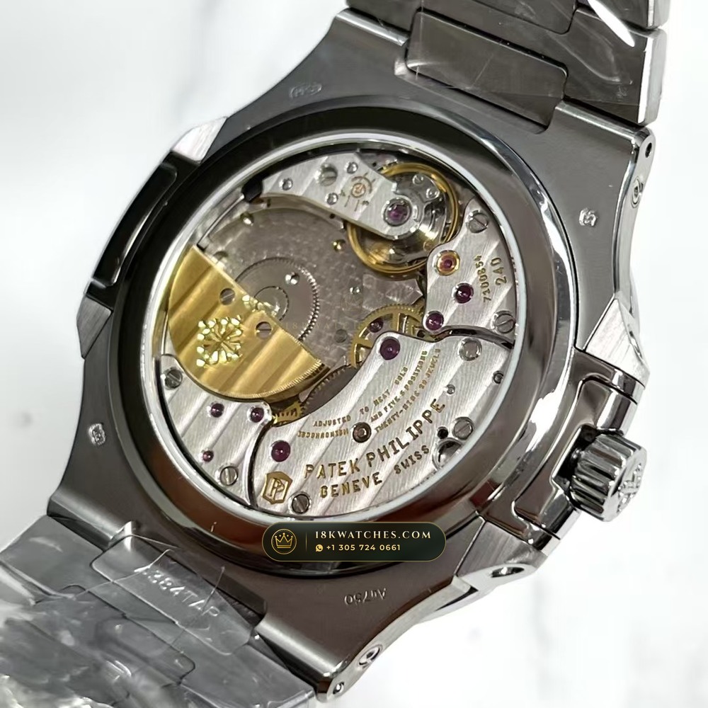 Patek Philippe Nautilus Grand Complication Perpetual Calendar Sunburst Blue Dial 18K White Gold Ref. 5740/1G-001 — Studio Gallery Plate VI in 18K White Gold Au750 (183.6g Verified Mass, Patek Philippe Ultra-Thin Cal. 240 Q Perpetual Calendar - 22K Gold Micro-Rotor)