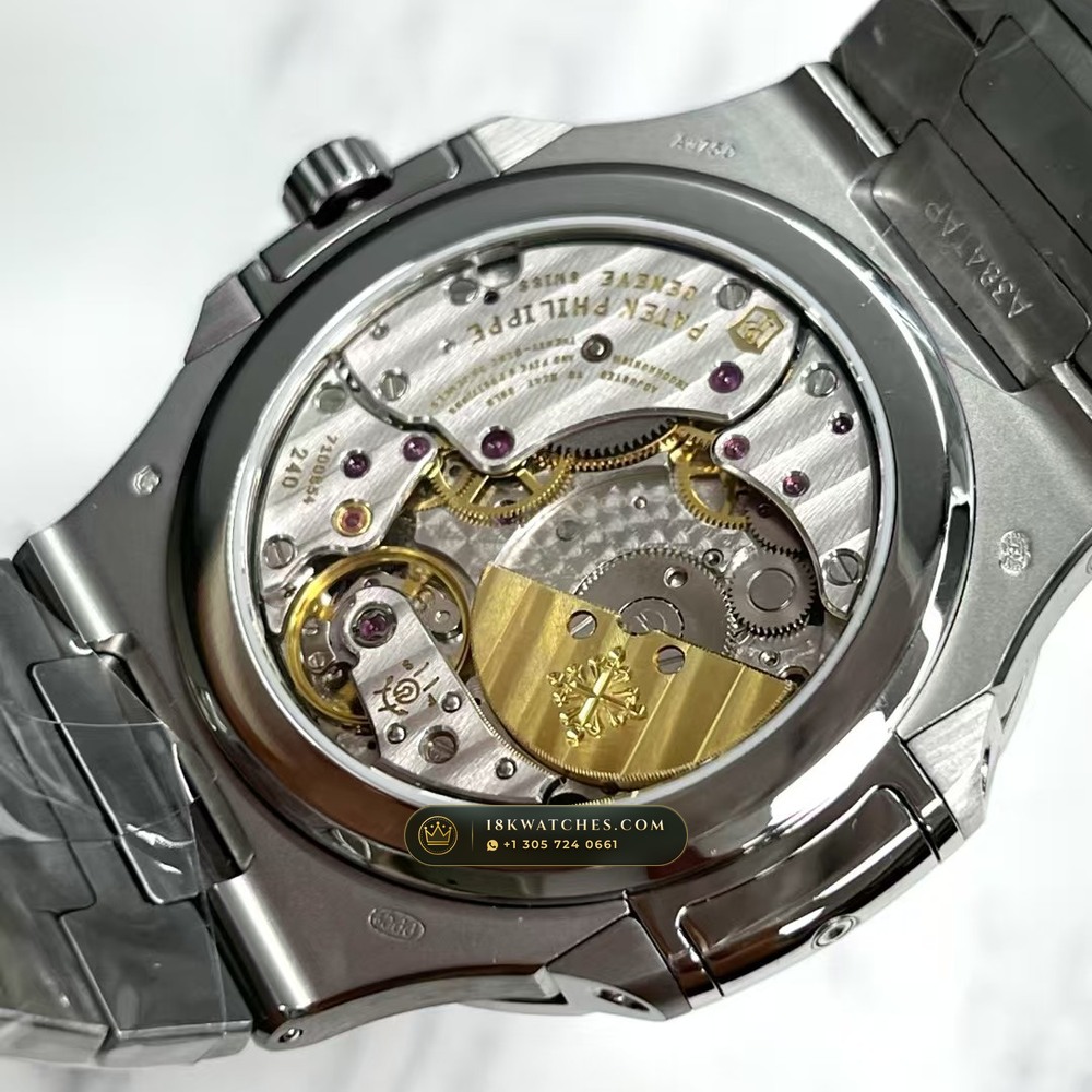 Patek Philippe Nautilus Grand Complication Perpetual Calendar Sunburst Blue Dial 18K White Gold Ref. 5740/1G-001 — Studio Gallery Plate VIII in 18K White Gold Au750 (183.6g Verified Mass, Patek Philippe Ultra-Thin Cal. 240 Q Perpetual Calendar - 22K Gold Micro-Rotor)
