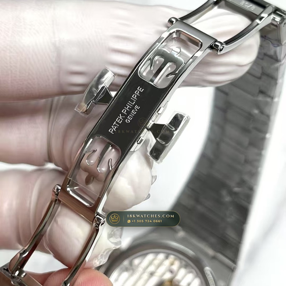 Patek Philippe Nautilus Grand Complication Perpetual Calendar Sunburst Blue Dial 18K White Gold Ref. 5740/1G-001 — Studio Gallery Plate IX in 18K White Gold Au750 (183.6g Verified Mass, Patek Philippe Ultra-Thin Cal. 240 Q Perpetual Calendar - 22K Gold Micro-Rotor)