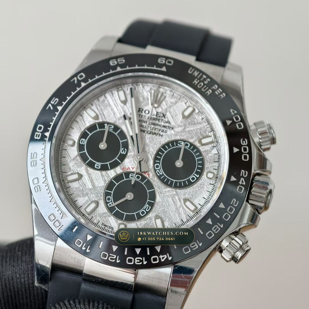 Rolex Cosmograph Daytona Gibeon Meteorite Dial 18K White Gold Ref. 126509 — Studio Gallery Plate II in 18K White Gold Au750 (216.3g Verified Mass, Rolex Manufacture Cal. 4131 - 72h Power Reserve)
