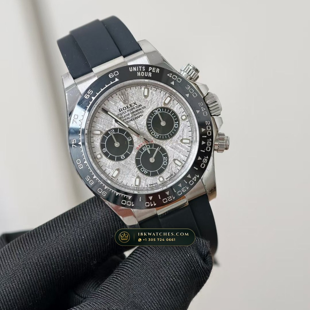 Rolex Cosmograph Daytona Gibeon Meteorite Dial 18K White Gold Ref. 126509 — Studio Gallery Plate IV in 18K White Gold Au750 (216.3g Verified Mass, Rolex Manufacture Cal. 4131 - 72h Power Reserve)