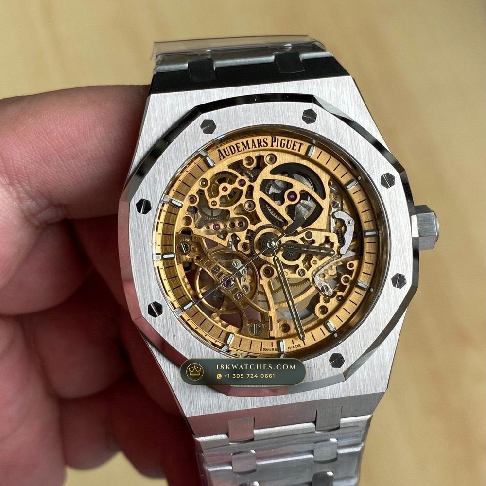 Audemars Piguet Royal Oak Double Balance Wheel Openworked 41mm Salmon Dial Free-Sprung Calibre Ref. 15407ST.OO.1220ST.02