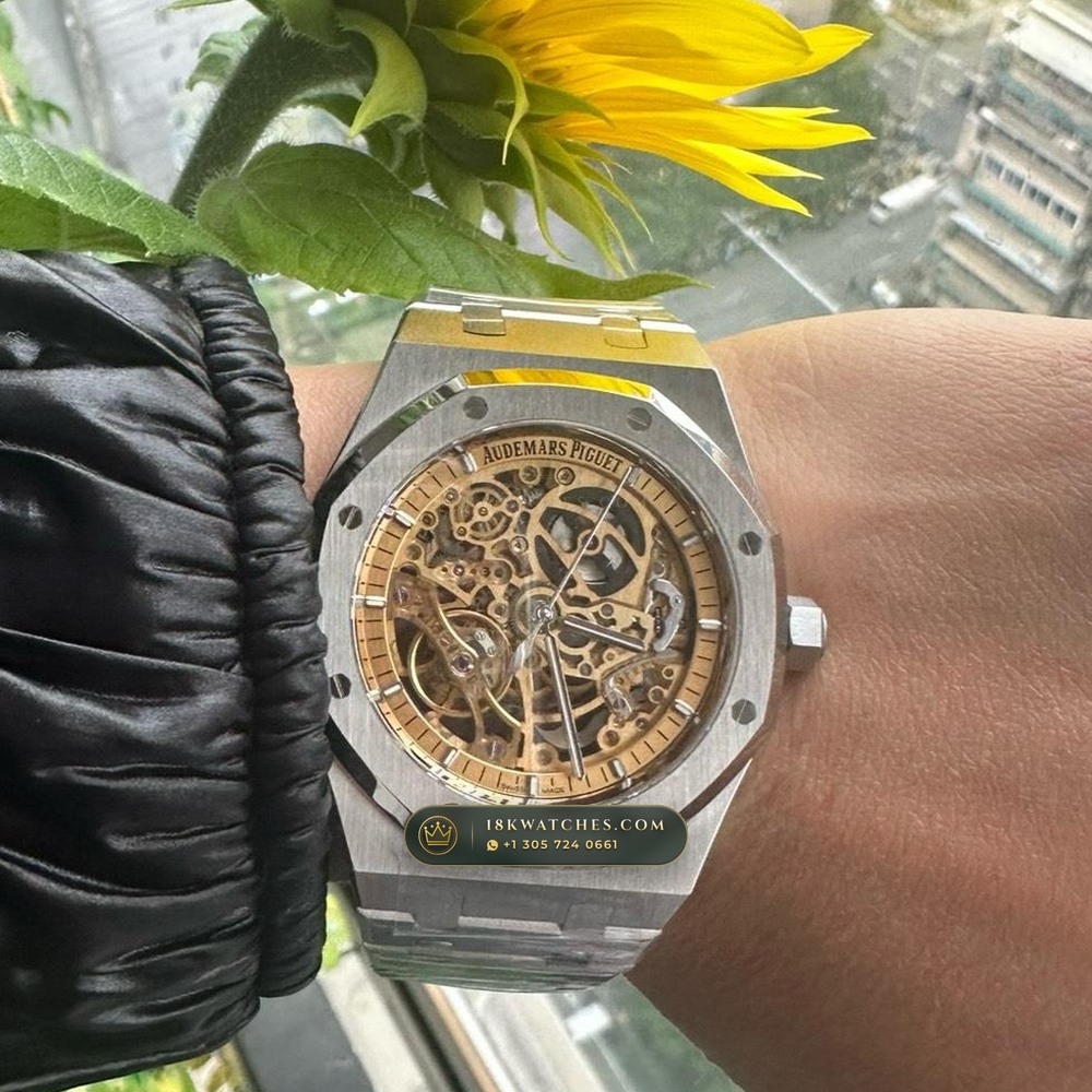 Audemars Piguet Royal Oak Double Balance Wheel Openworked 41mm Salmon Dial Free-Sprung Calibre Ref. 15407ST.OO.1220ST.02 — Studio Gallery Plate VI in 904L Stainless Steel Custom Architecture (162.0g Verified Mass, Audemars Piguet Cal. 3132 Dual-Balance Openworked)
