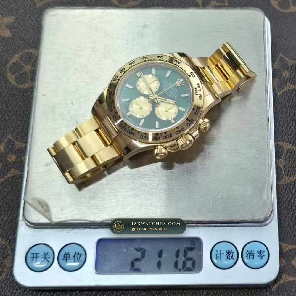 Rolex Cosmograph Daytona John Mayer Emerald Dial 18K Yellow Gold 5-Axis CNC Case Ref. 126508 — Studio Gallery Plate VIII in 18K Yellow Gold Au750 (216.2g Verified Mass, Rolex Manufacture Cal. 4131 - 72h Power Reserve)