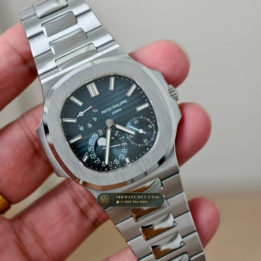 Patek Philippe Nautilus Moonphase & Power Reserve Chronometer Regulated Spec Ref. 5712A — Studio Gallery Plate II in 904L Stainless Steel Custom Architecture (116.8g Verified Mass, Patek Philippe Cal. 240 PS IRM C LU - 22K Gold Micro-Rotor)