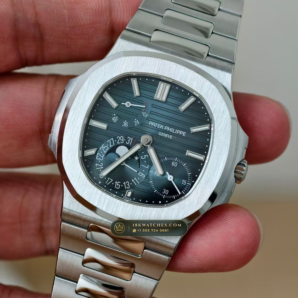 Patek Philippe Nautilus Moonphase & Power Reserve Chronometer Regulated Spec Ref. 5712A — Studio Gallery Plate III in 904L Stainless Steel Custom Architecture (116.8g Verified Mass, Patek Philippe Cal. 240 PS IRM C LU - 22K Gold Micro-Rotor)