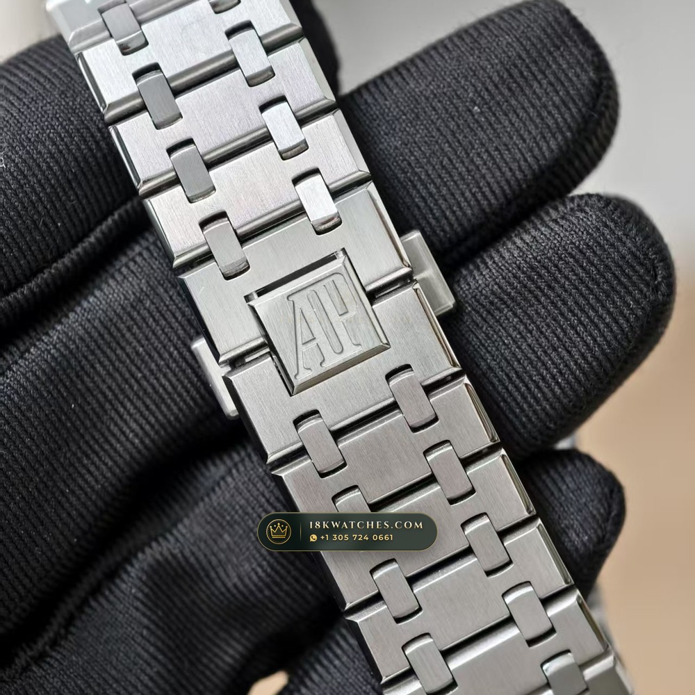 Audemars Piguet Royal Oak Selfwinding 41mm Authentic OEM Dial Deep Crystal Optics Ref. 15400ST — Studio Gallery Plate V in 904L Stainless Steel Custom Architecture (166.8g Verified Mass, Audemars Piguet Cal. 3120 - 22K Gold Rotor)