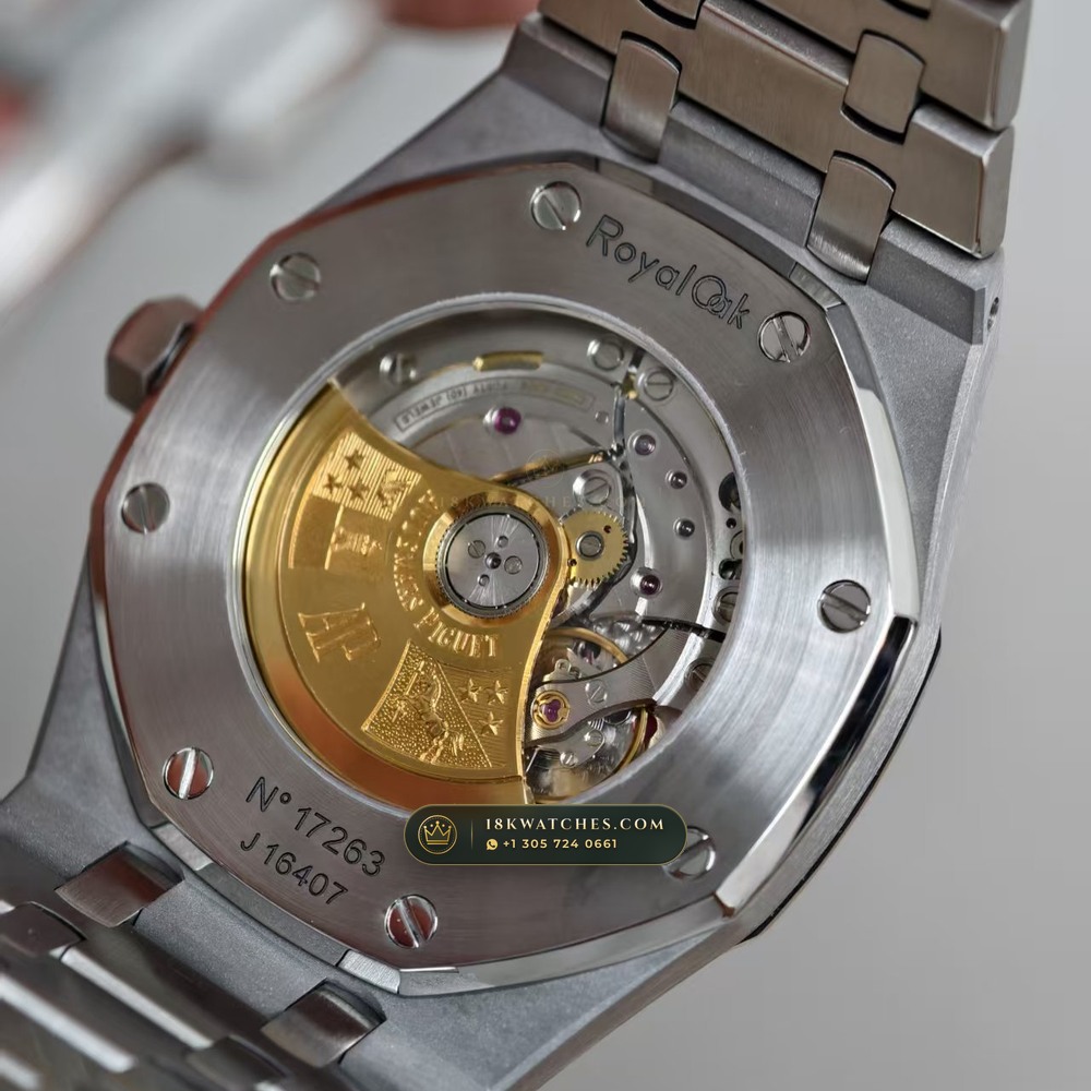 Audemars Piguet Royal Oak Selfwinding 41mm Authentic OEM Dial Deep Crystal Optics Ref. 15400ST — Studio Gallery Plate VII in 904L Stainless Steel Custom Architecture (166.8g Verified Mass, Audemars Piguet Cal. 3120 - 22K Gold Rotor)