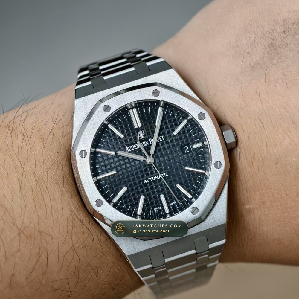 Audemars Piguet Royal Oak Selfwinding 41mm Authentic OEM Dial Deep Crystal Optics Ref. 15400ST — Studio Gallery Plate VIII in 904L Stainless Steel Custom Architecture (166.8g Verified Mass, Audemars Piguet Cal. 3120 - 22K Gold Rotor)