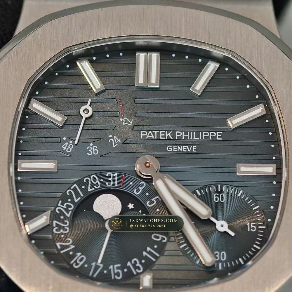 Patek Philippe Nautilus Moonphase & Power Reserve Hand-Chamfered Bevel Spec Ref. 5712A — Studio Gallery Plate IV in 904L Stainless Steel Custom Architecture (116.3g Verified Mass, Patek Philippe Cal. 240 PS IRM C LU - 22K Gold Micro-Rotor)