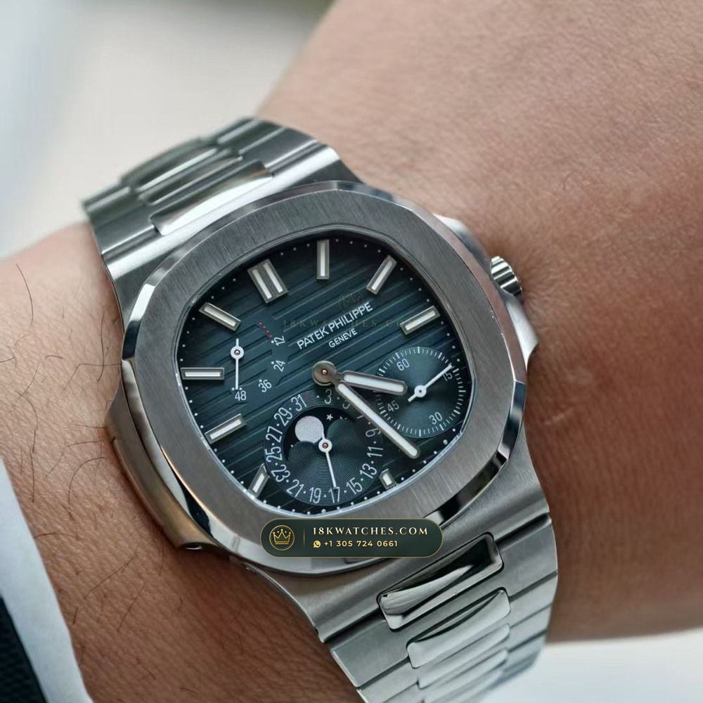 Patek Philippe Nautilus Moonphase & Power Reserve Hand-Chamfered Bevel Spec Ref. 5712A — Studio Gallery Plate VIII in 904L Stainless Steel Custom Architecture (116.3g Verified Mass, Patek Philippe Cal. 240 PS IRM C LU - 22K Gold Micro-Rotor)