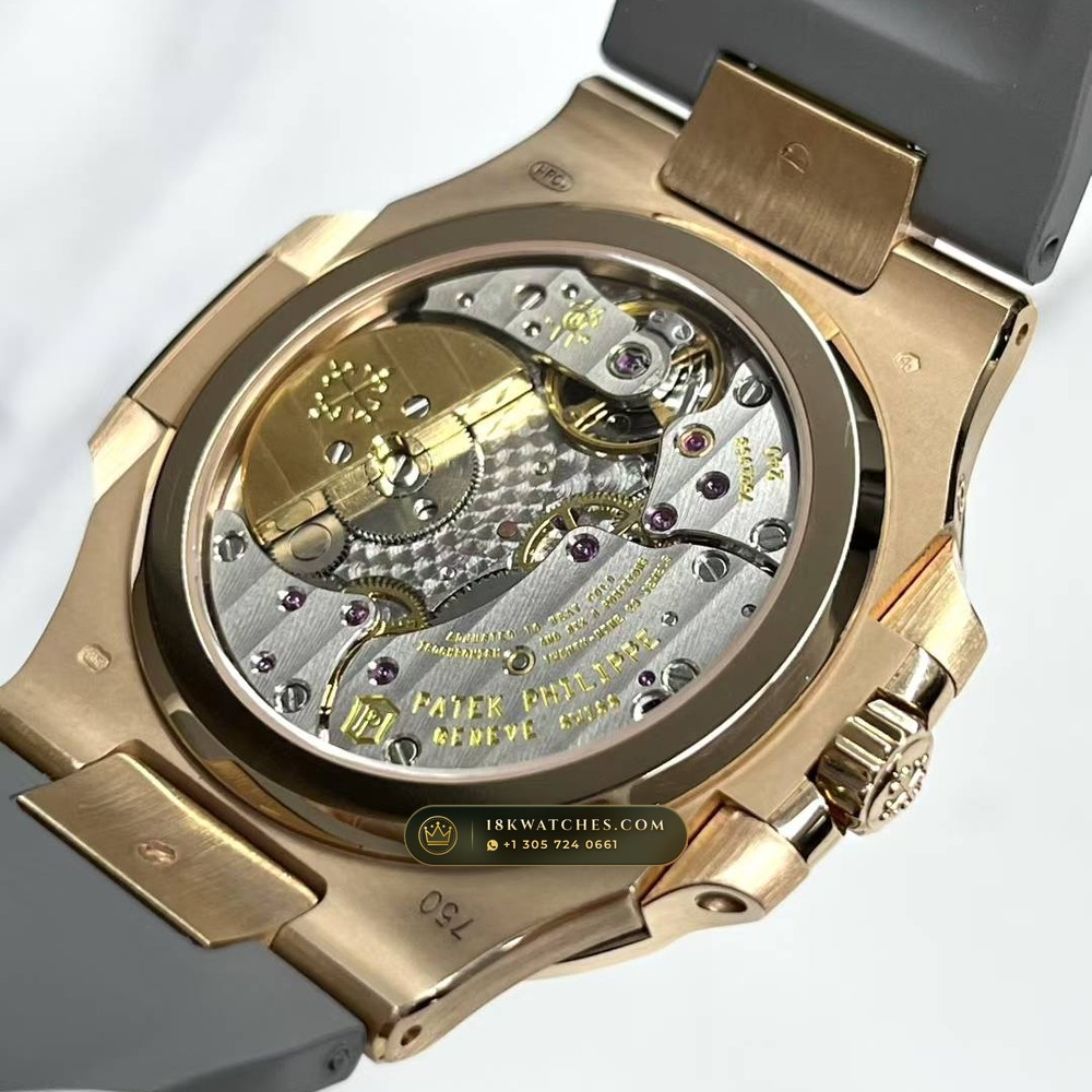 Patek Philippe Nautilus Moonphase & Power Reserve 18K Rose Gold Custom SW Dial Free-Sprung Calibre Ref. 5712R — Studio Gallery Plate V in 18K Rose Gold Au750 (105.9g Verified Mass, Patek Philippe Cal. 240 PS IRM C LU - 22K Gold Micro-Rotor)