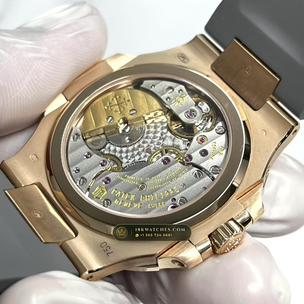 Patek Philippe Nautilus Moonphase & Power Reserve 18K Rose Gold Custom SW Dial Free-Sprung Calibre Ref. 5712R — Studio Gallery Plate VI in 18K Rose Gold Au750 (105.9g Verified Mass, Patek Philippe Cal. 240 PS IRM C LU - 22K Gold Micro-Rotor)