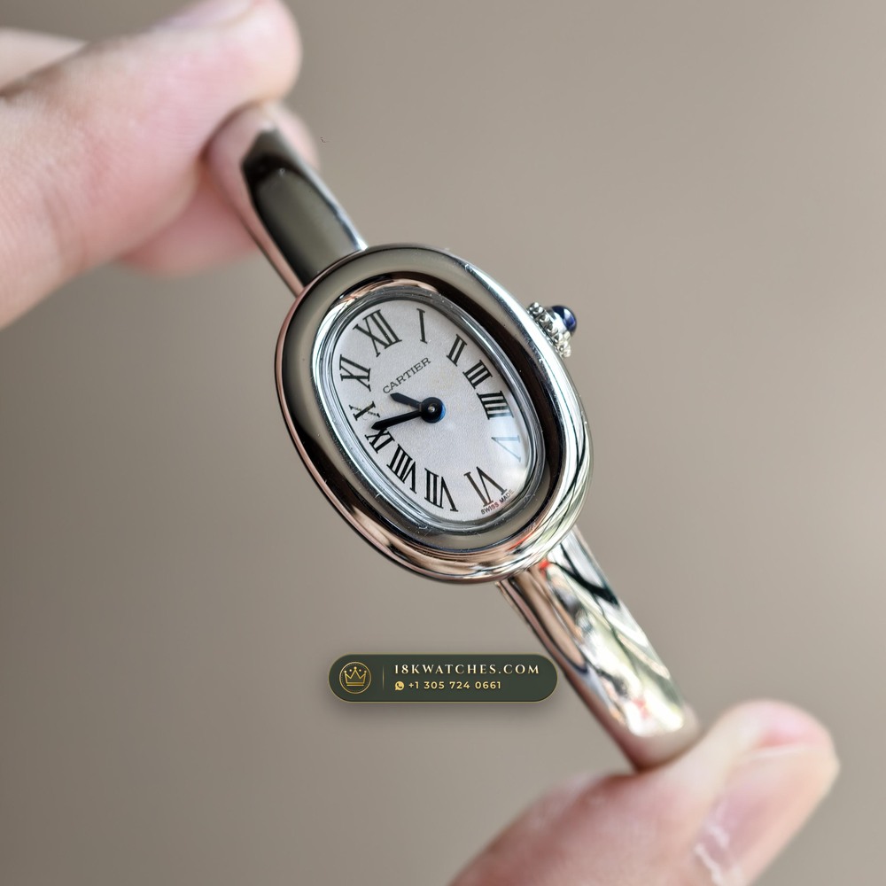 Cartier Baignoire Size 15 Bangle 18K White Gold Ref. WGBA0019 — Studio Gallery Plate II in 18K White Gold Au750 (62.4g Verified Mass, Cartier Precision Horological Movement)