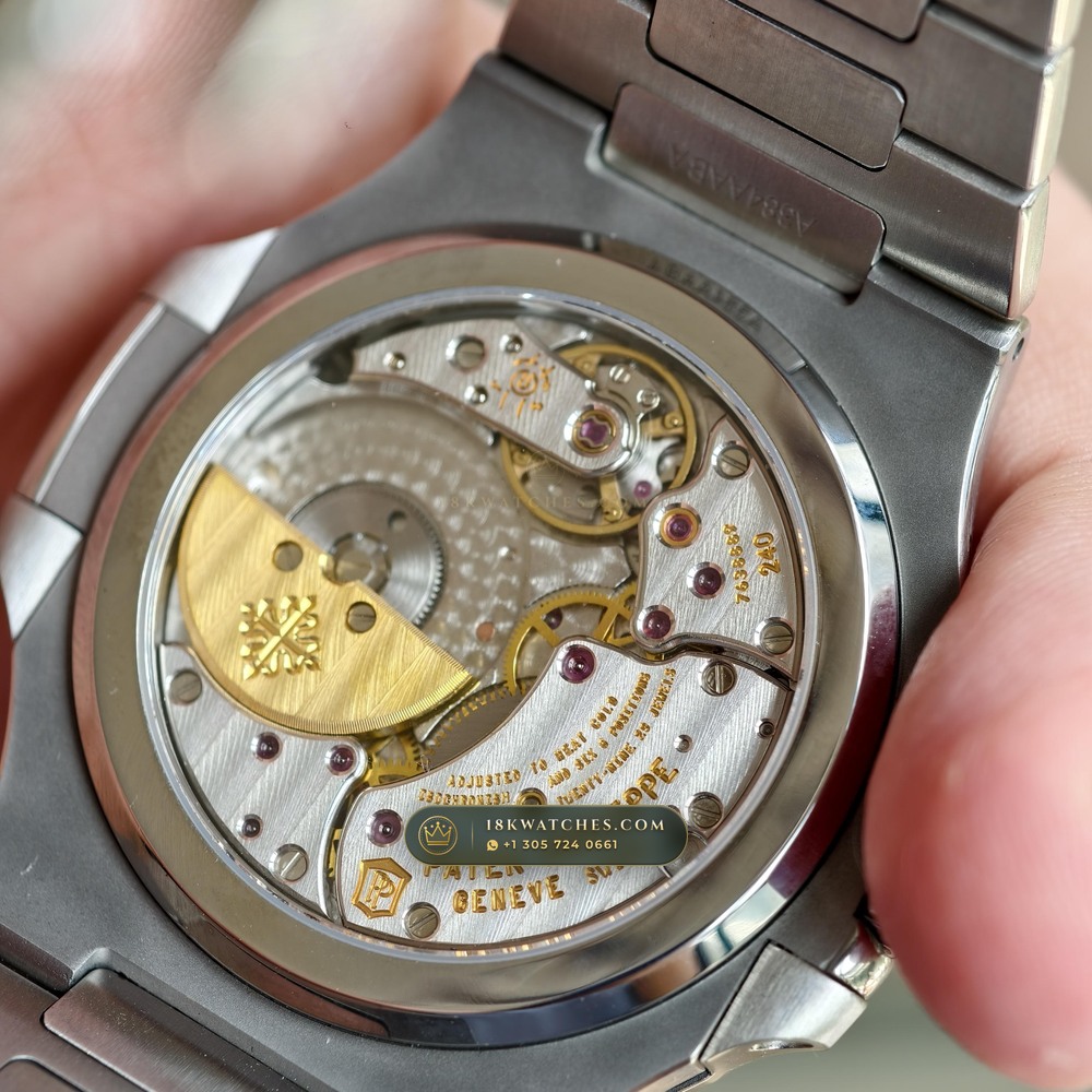 Patek Philippe Nautilus Moonphase & Power Reserve Tiffany Blue Dial Ref. 5712/1A-001 — Studio Gallery Plate VIII in 904L Stainless Steel Custom Architecture (116.3g Verified Mass, Patek Philippe Cal. 240 PS IRM C LU - 22K Gold Micro-Rotor)