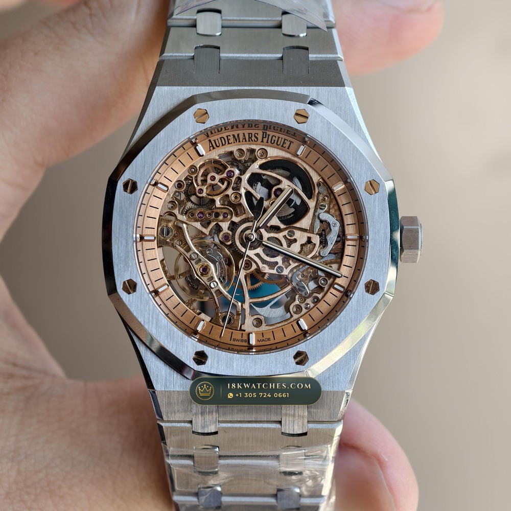 Audemars Piguet Royal Oak Double Balance Wheel Openworked 41mm Salmon Dial Ref. 15407ST.OO.1220ST.02