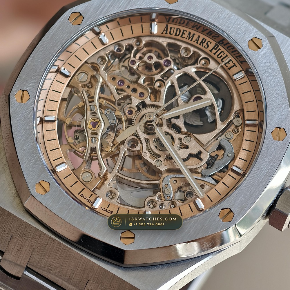Audemars Piguet Royal Oak Double Balance Wheel Openworked 41mm Salmon Dial Ref. 15407ST.OO.1220ST.02 — Studio Gallery Plate V in 904L Stainless Steel Custom Architecture (162.1g Verified Mass, Audemars Piguet Cal. 3132 Dual-Balance Openworked)