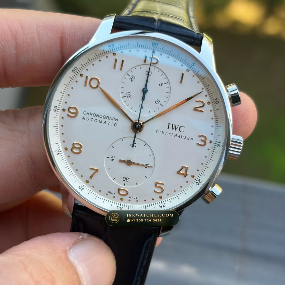 IWC Schaffhausen IWC Portugieser Chronograph 41mm Silver-Plated Dial Ref. IW371445 — Studio Gallery Plate II in 904L Stainless Steel Custom Architecture (81.4g Verified Mass, IWC Manufacture Cal. 69355 / Cal. 52010)