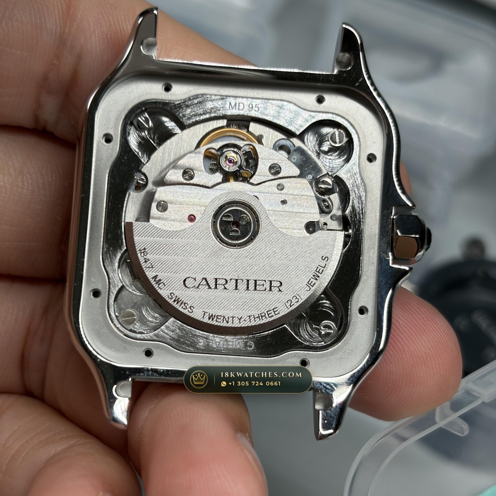 Cartier Santos de Cartier Medium 35.1mm Opaline Dial Ref. WSSA0029 — Studio Gallery Plate III in 904L Stainless Steel Custom Architecture (115.5g Verified Mass, Cartier Manufacture Cal. 1847 MC / Skeleton Cal. 9611 MC)