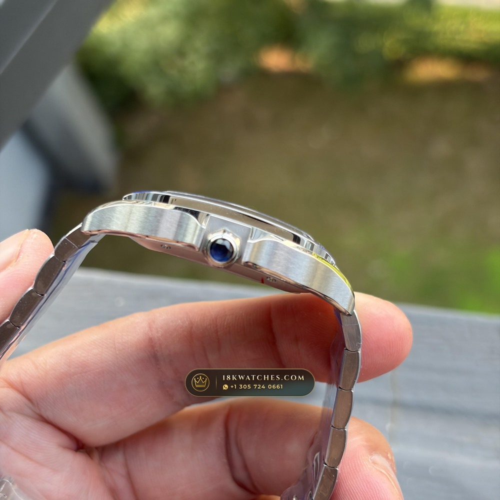 Cartier Santos de Cartier Medium 35.1mm Opaline Dial Ref. WSSA0029 — Studio Gallery Plate VII in 904L Stainless Steel Custom Architecture (115.5g Verified Mass, Cartier Manufacture Cal. 1847 MC / Skeleton Cal. 9611 MC)