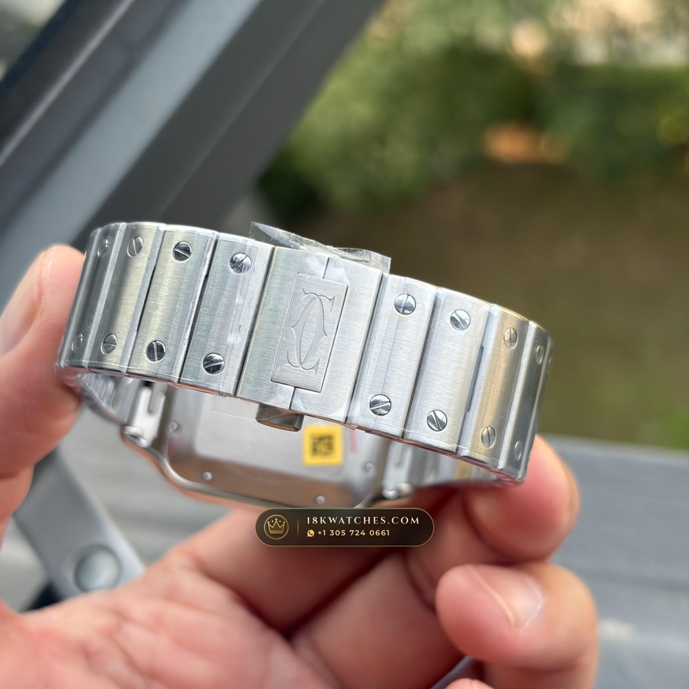 Cartier Santos de Cartier Medium 35.1mm Opaline Dial Ref. WSSA0029 — Studio Gallery Plate IX in 904L Stainless Steel Custom Architecture (115.5g Verified Mass, Cartier Manufacture Cal. 1847 MC / Skeleton Cal. 9611 MC)