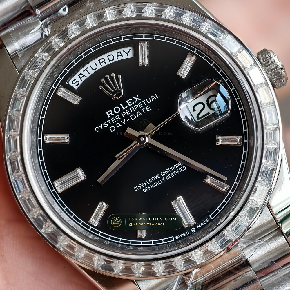 Rolex Day-Date 40 Diamond-Set Bezel 950 Platinum Ref. 228396TBR — Studio Gallery Plate V in 950 Platinum Pt950 (280.6g Verified Mass, Rolex Manufacture Cal. 3255 - 70h Power Reserve)