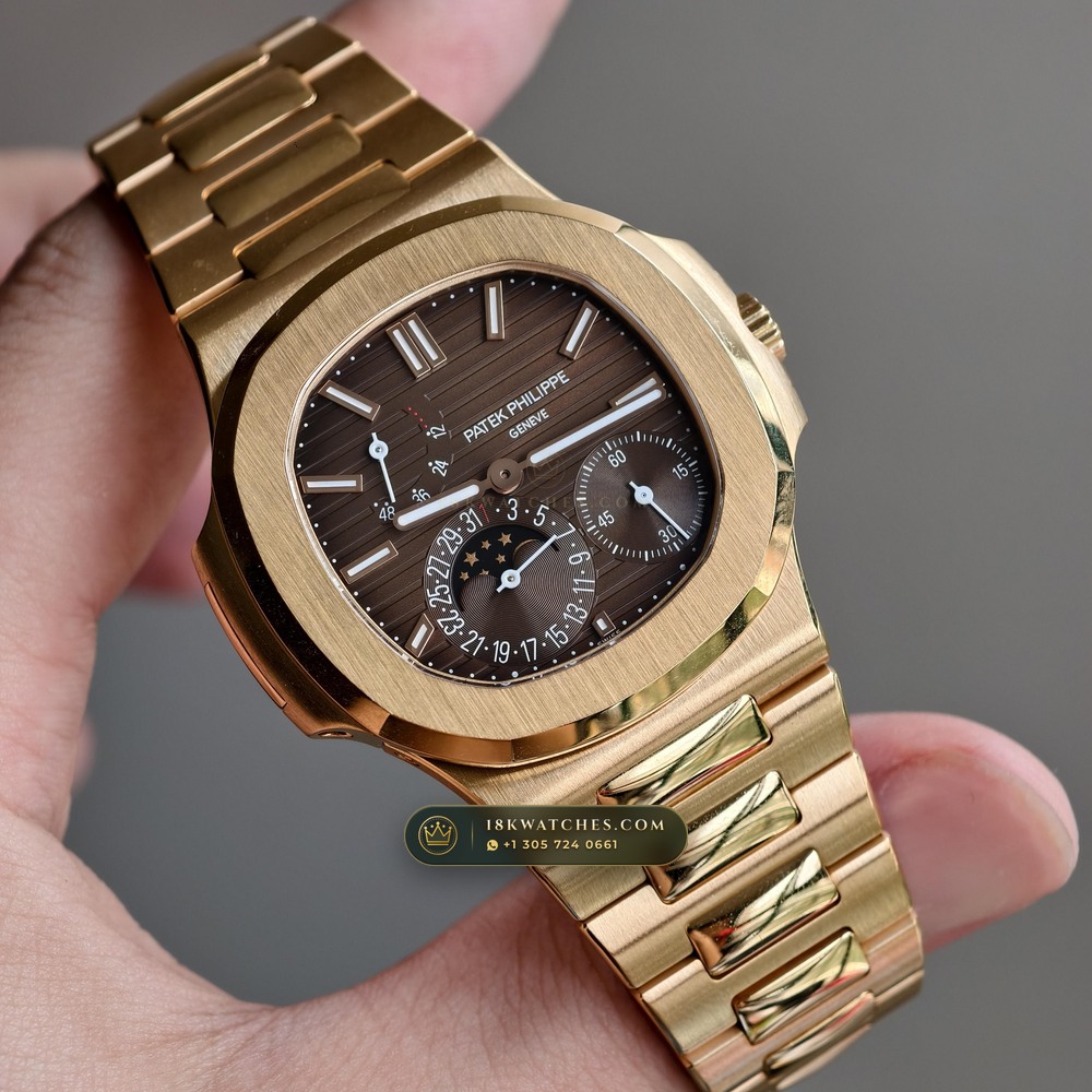 Patek Philippe Nautilus Moonphase & Power Reserve 18K Rose Gold Ref. 5712/1R-001 — Studio Gallery Plate II in 18K Rose Gold Au750 (186.2g Verified Mass, Patek Philippe Cal. 240 PS IRM C LU - 22K Gold Micro-Rotor)