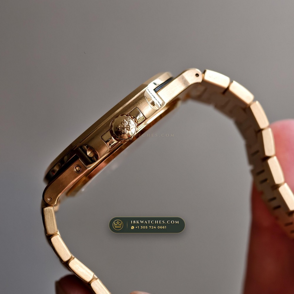 Patek Philippe Nautilus Moonphase & Power Reserve 18K Rose Gold Ref. 5712/1R-001 — Studio Gallery Plate V in 18K Rose Gold Au750 (186.2g Verified Mass, Patek Philippe Cal. 240 PS IRM C LU - 22K Gold Micro-Rotor)