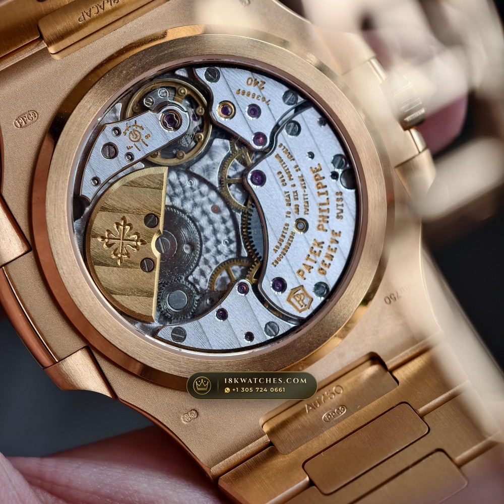 Patek Philippe Nautilus Moonphase & Power Reserve 18K Rose Gold Ref. 5712/1R-001 — Studio Gallery Plate VIII in 18K Rose Gold Au750 (186.2g Verified Mass, Patek Philippe Cal. 240 PS IRM C LU - 22K Gold Micro-Rotor)