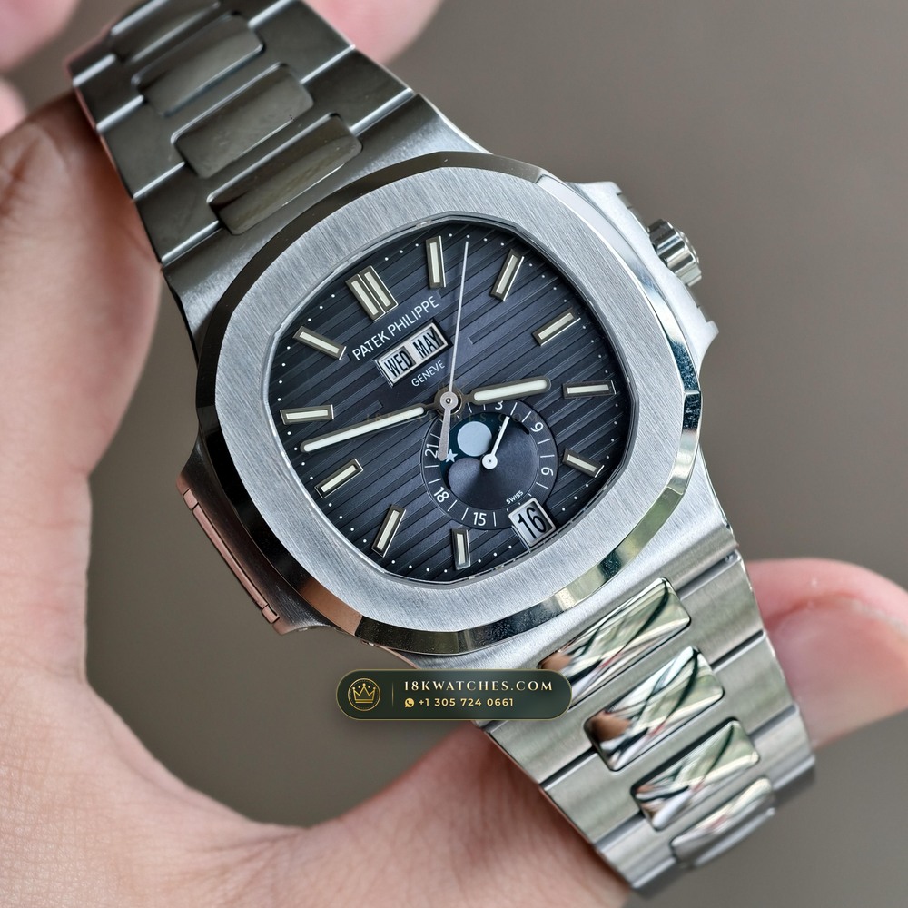 Patek Philippe Nautilus Annual Calendar & Moonphase Ref. 5726/1A-014 — Studio Gallery Plate II in 904L Stainless Steel Custom Architecture (147.6g Verified Mass, Patek Philippe Cal. 324 S QA LU 24H - 21K Gold Rotor)