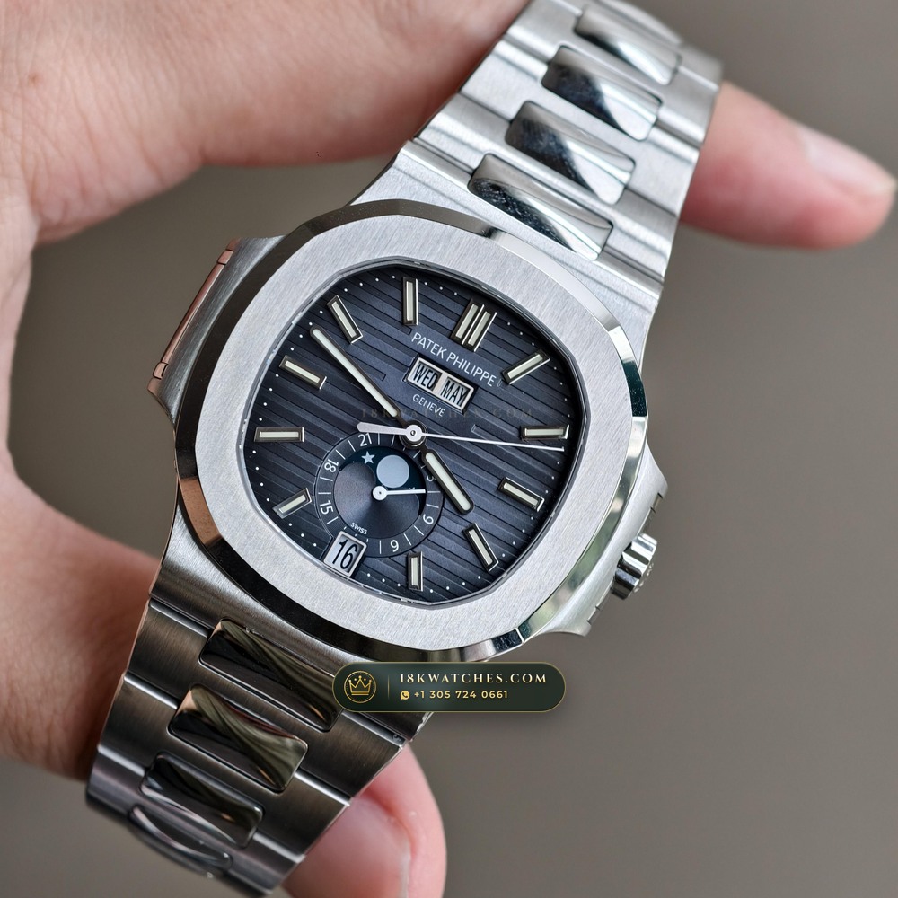 Patek Philippe Nautilus Annual Calendar & Moonphase Ref. 5726/1A-014 — Studio Gallery Plate III in 904L Stainless Steel Custom Architecture (147.6g Verified Mass, Patek Philippe Cal. 324 S QA LU 24H - 21K Gold Rotor)