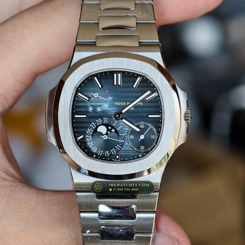 Patek Philippe Nautilus Moonphase & Power Reserve Custom SW Dial 22K Gold Rotor Ref. 5712/1A